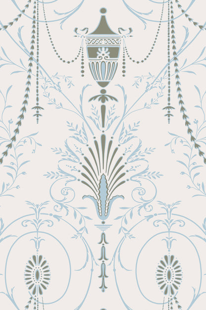 Marlborough wallpaper by Little Greene in Crystal