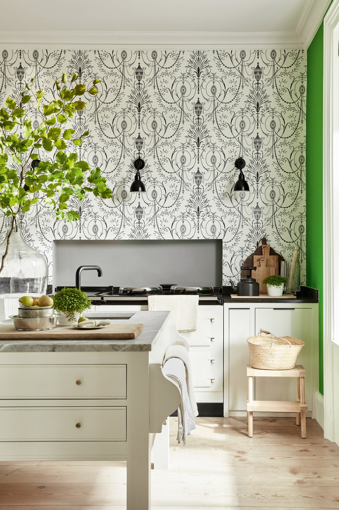 Marlborough wallpaper by Little Greene in Glacé
