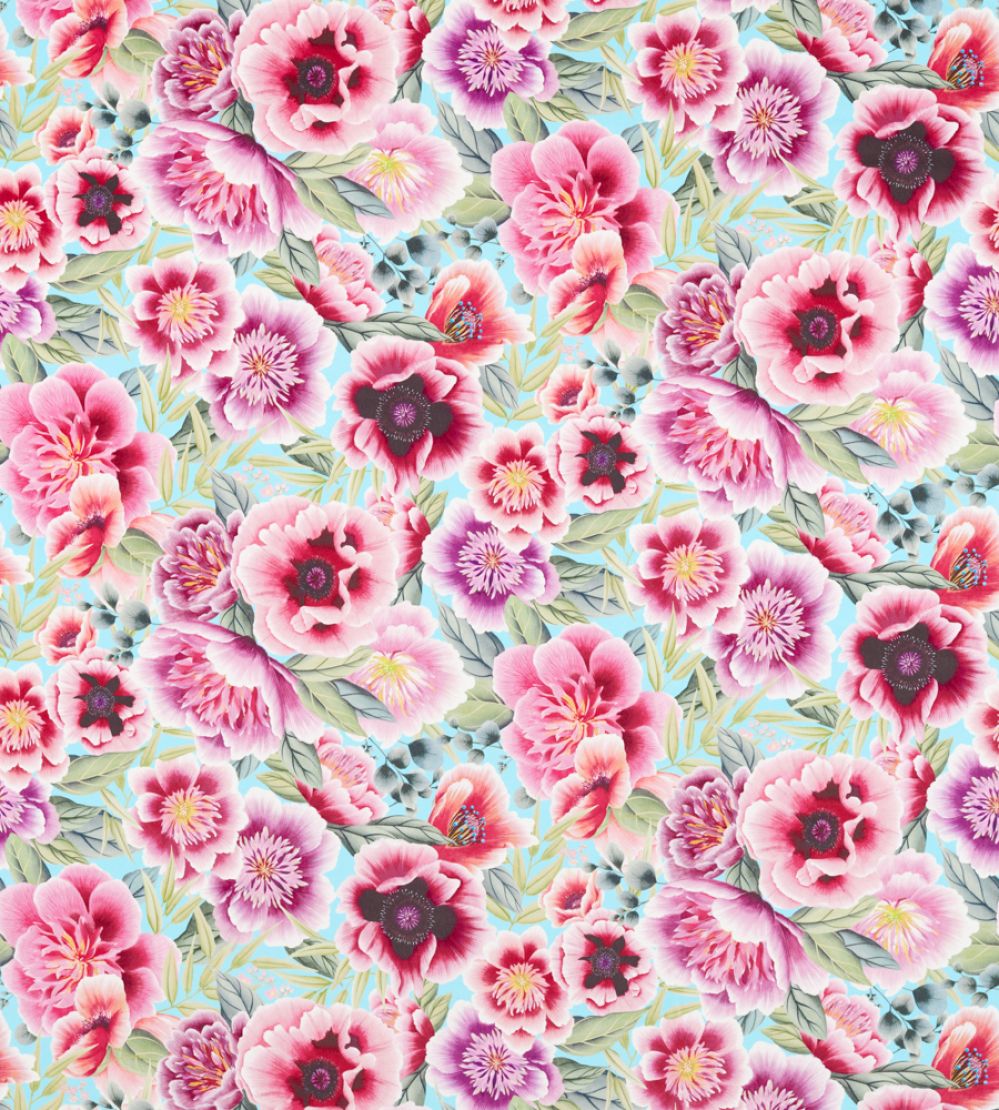 Marsha Velvet Fabric by Harlequin Aqua / Peony / Magenta