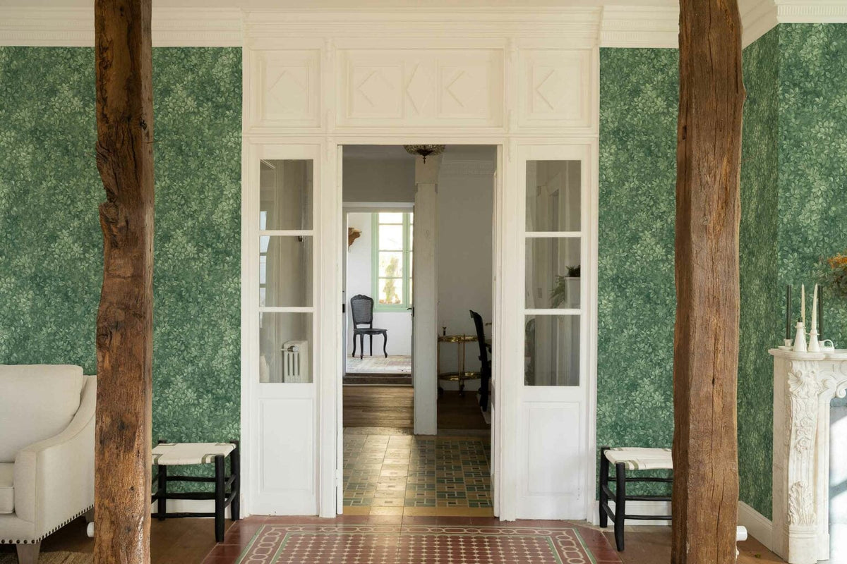 Marta wallpaper by Coordonné in Menta, shown in a styled room