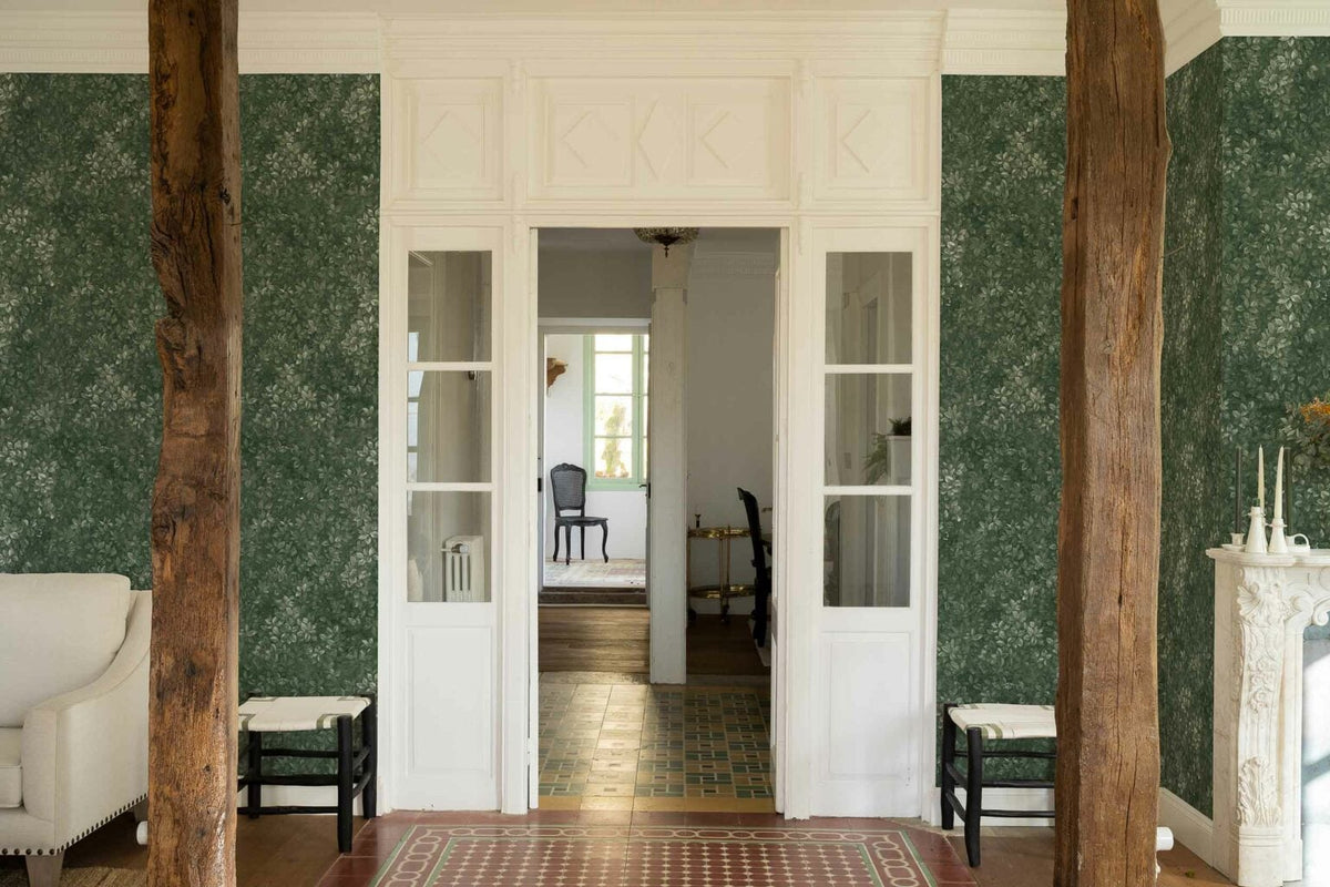 Marta wallpaper by Coordonné in Pino, shown in a styled room