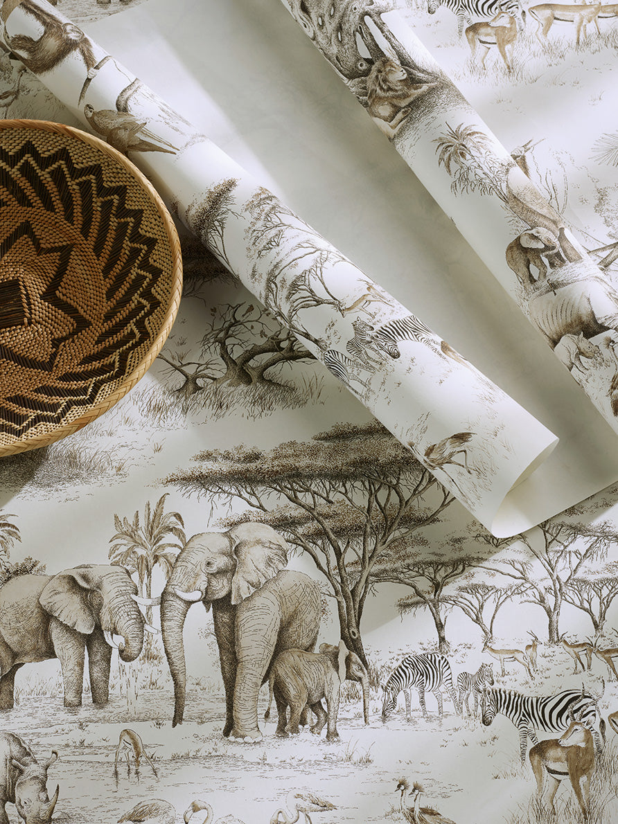 Masai Mara Wallpaper by Pierre Frey shown in a room setting (view 2)