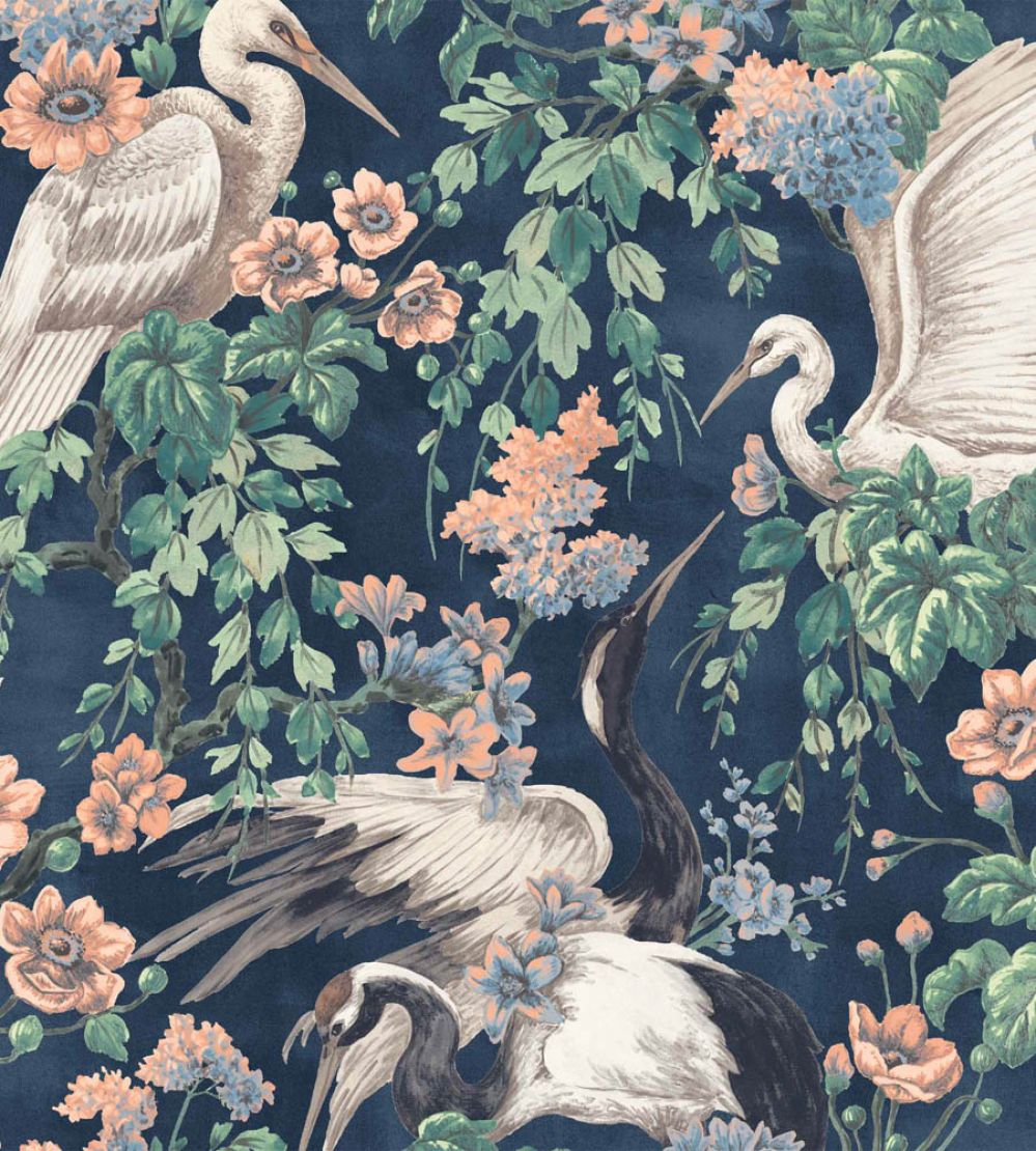 Maurice Wallpaper by Woodchip & Magnolia Navy/Coral