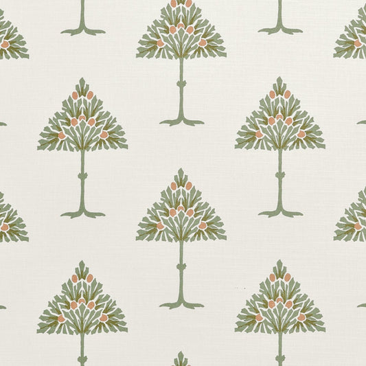 May Tree Fabric by Thibaut in Sage & Apricot (F914614)