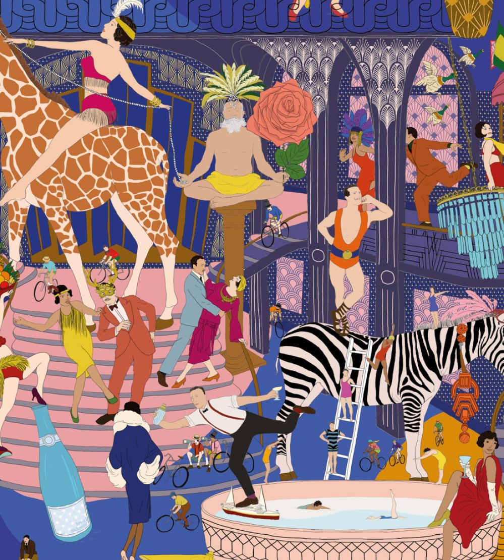 Mayhem Mansion Wallpaper by Brand McKenzie Electric Blue