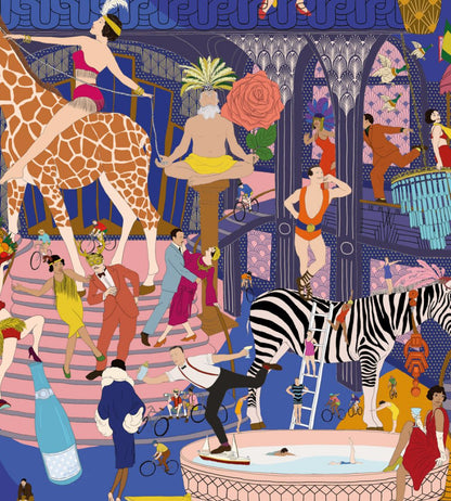 Mayhem Mansion Wallpaper by Brand McKenzie Electric Blue