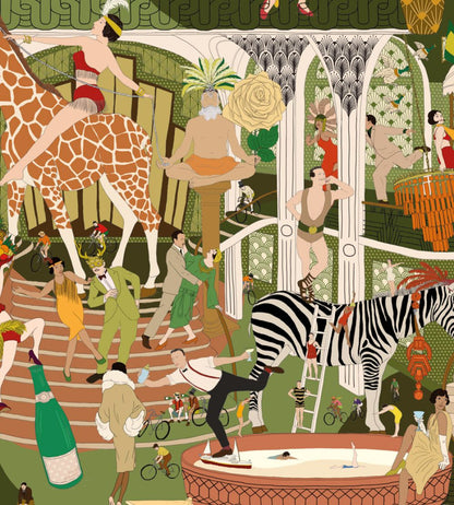Mayhem Mansion Wallpaper by Brand McKenzie Vintage Olive