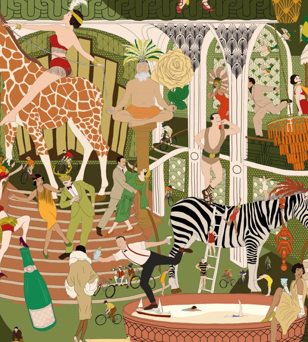 Mayhem Mansion Wallpaper by Brand McKenzie Vintage Olive