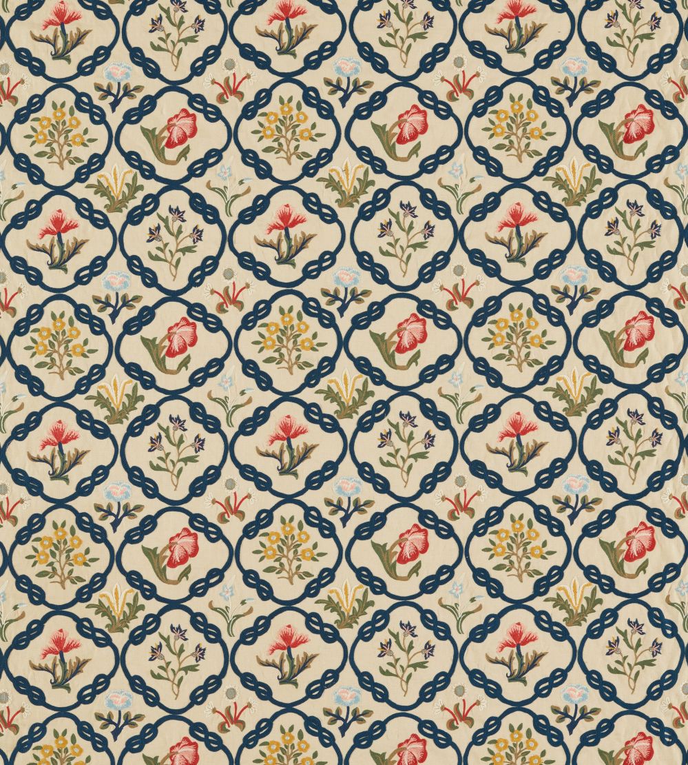 May's Coverlet Fabric by Morris & Co Indigo/Rose