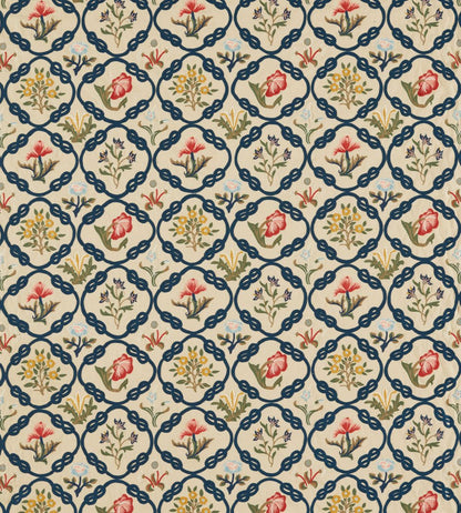 May's Coverlet Fabric by Morris & Co Indigo/Rose