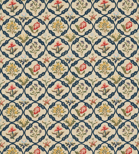May's Coverlet Fabric by Morris & Co Indigo/Rose