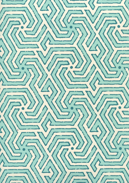 Maze Reverse Two Color Turquoise Dark Turquoise wallpaper by China Seas
