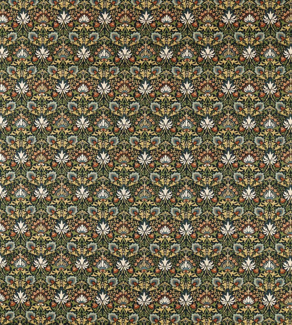 Meda Iris Fabric by Morris & Co Forest/Russet