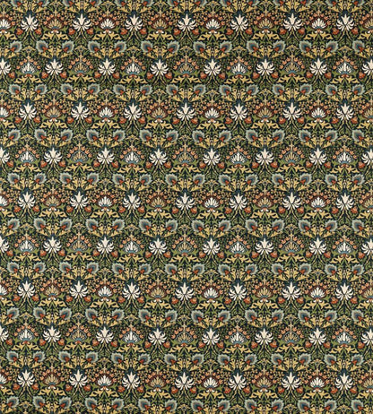 Meda Iris Fabric by Morris & Co Forest/Russet