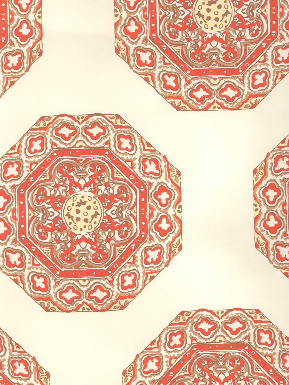 Medallion Melon Camel on Off White wallpaper by Home Couture