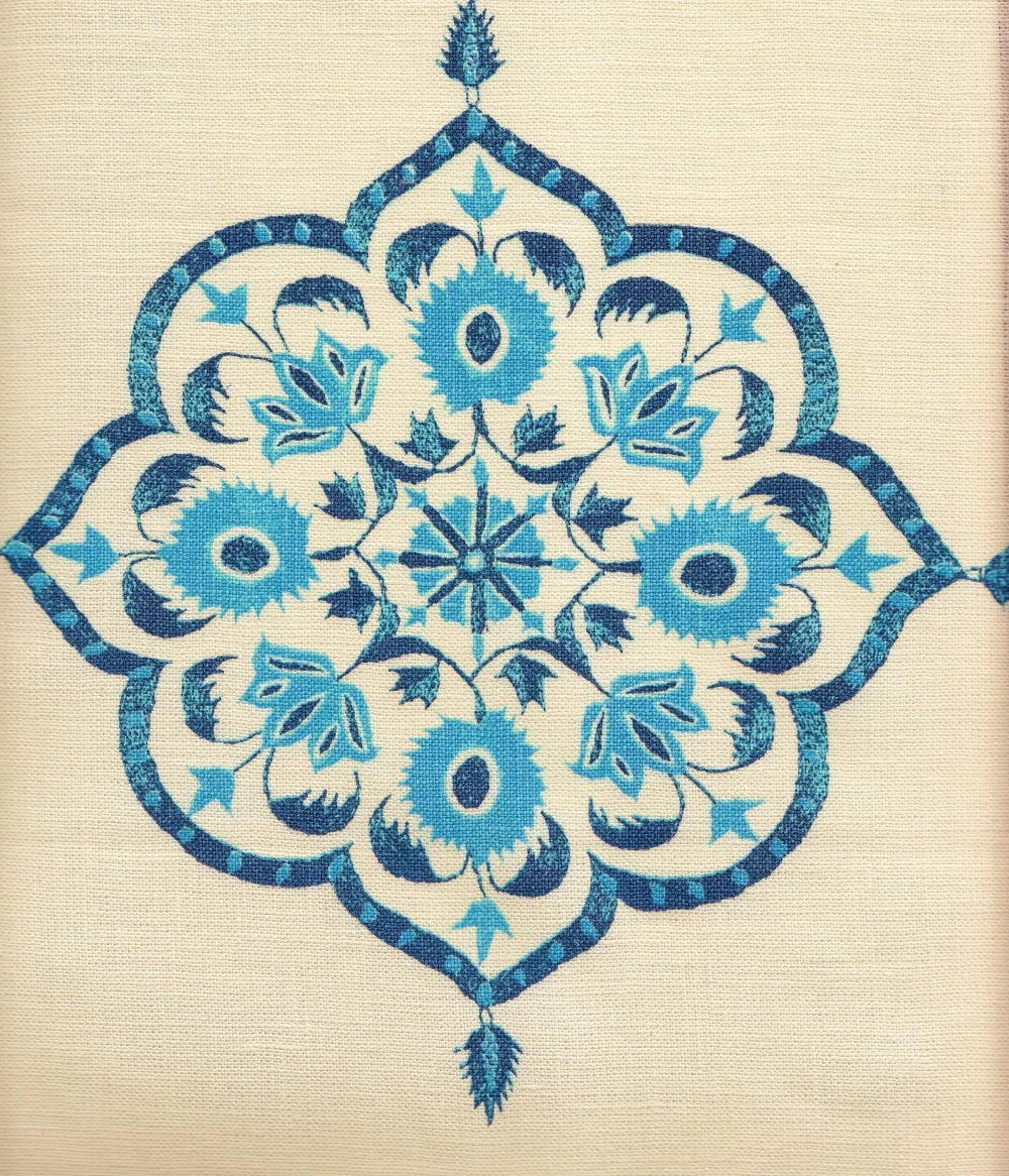 Medara Celeste Navy on Cream fabric by Home Couture