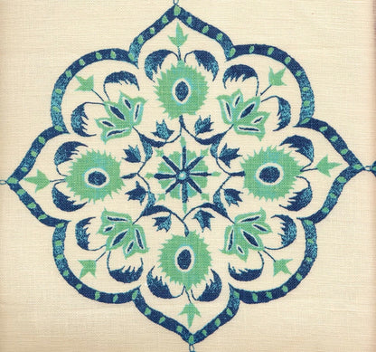 Medara Green Navy on Cream fabric by Home Couture