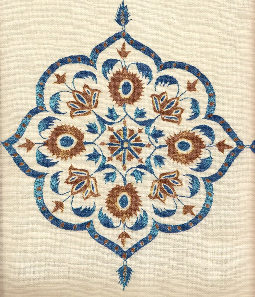 Medara Brown Navy on Cream fabric by Home Couture