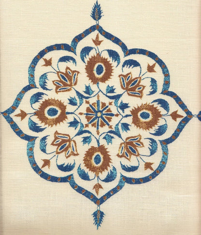 Medara Brown Navy on Cream fabric by Home Couture