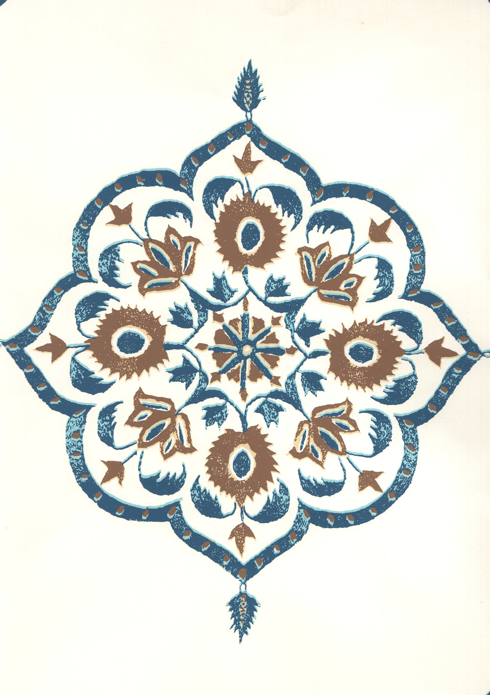 Medera Brown Navy on Almost White wallpaper by Home Couture