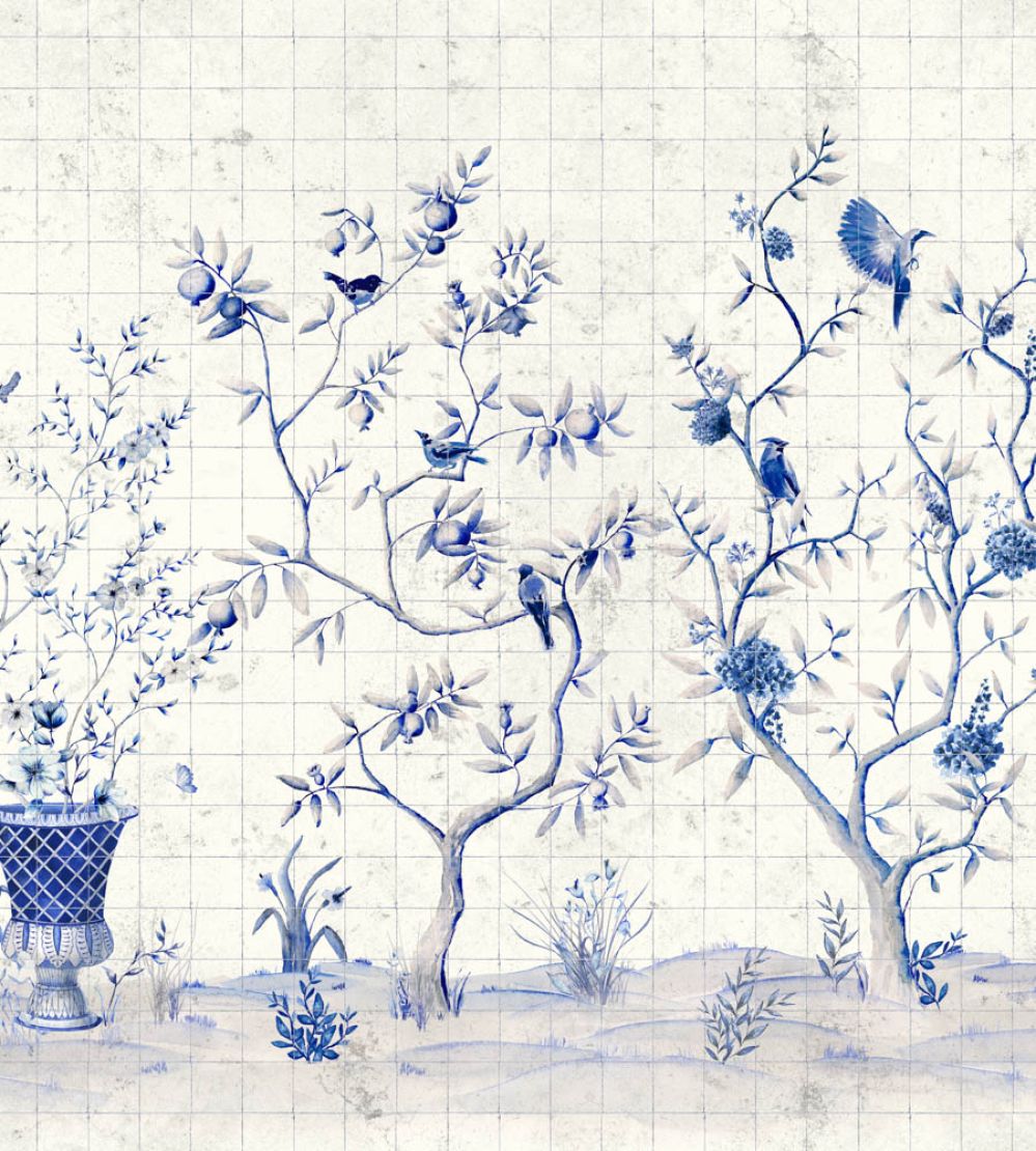 Meihua Mural by Coordonne Blue Spirulina