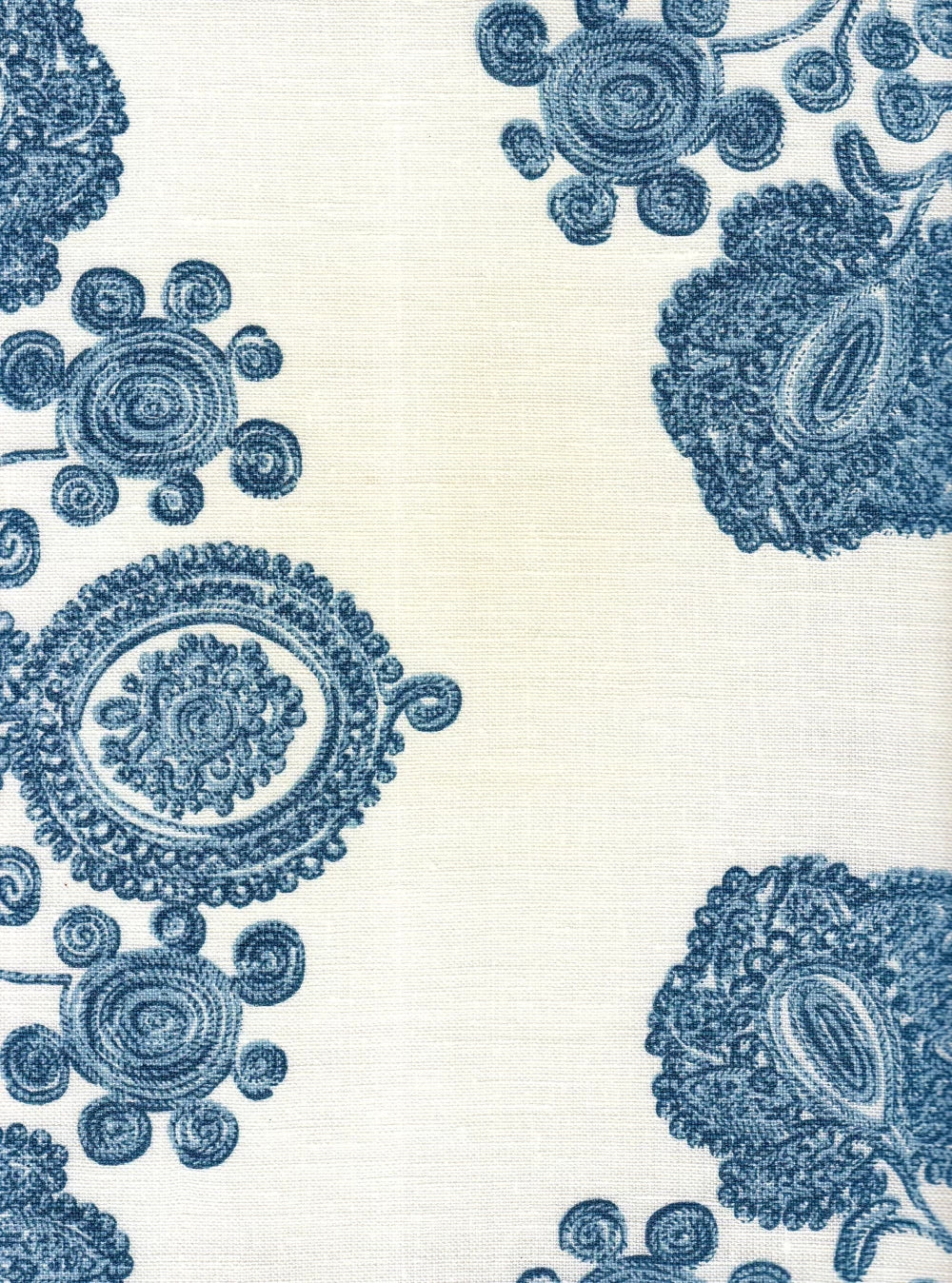 Melanie Scroll Vapors on White fabric by Home Couture