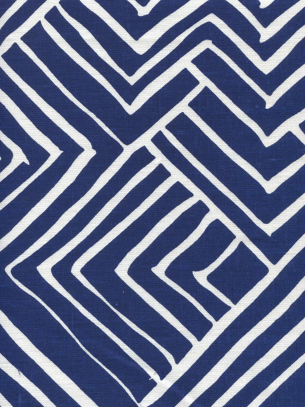 Melinda New Navy on White Linen fabric by Alan Campbell