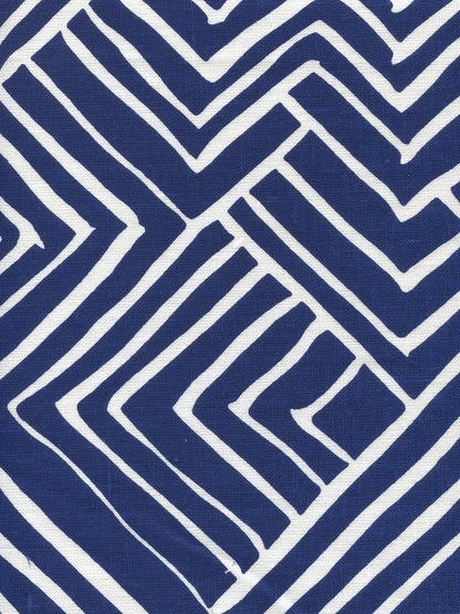 Melinda New Navy on White Linen fabric by Alan Campbell