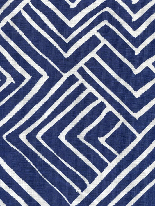 Melinda New Navy on White Linen fabric by Alan Campbell