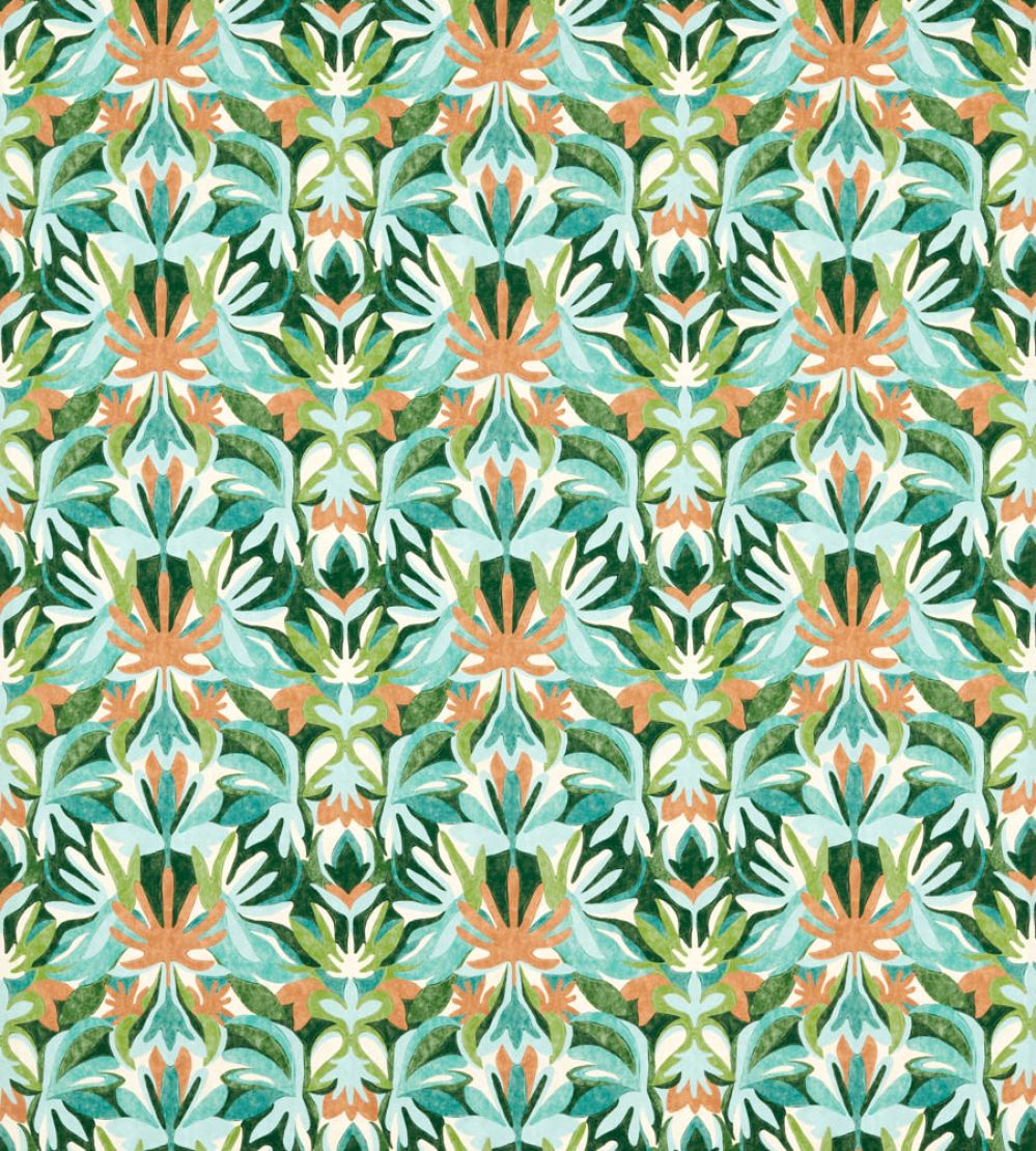 Melora Outdoor Fabric by Harlequin Fig Leaf/Paprika/Azul