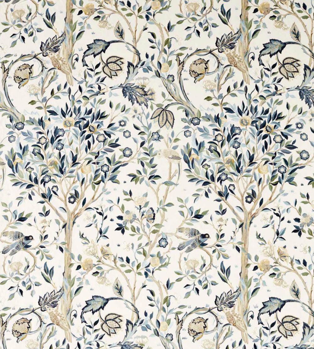 Melsetter Wide Width Fabric by Morris & Co Indigo/Sage
