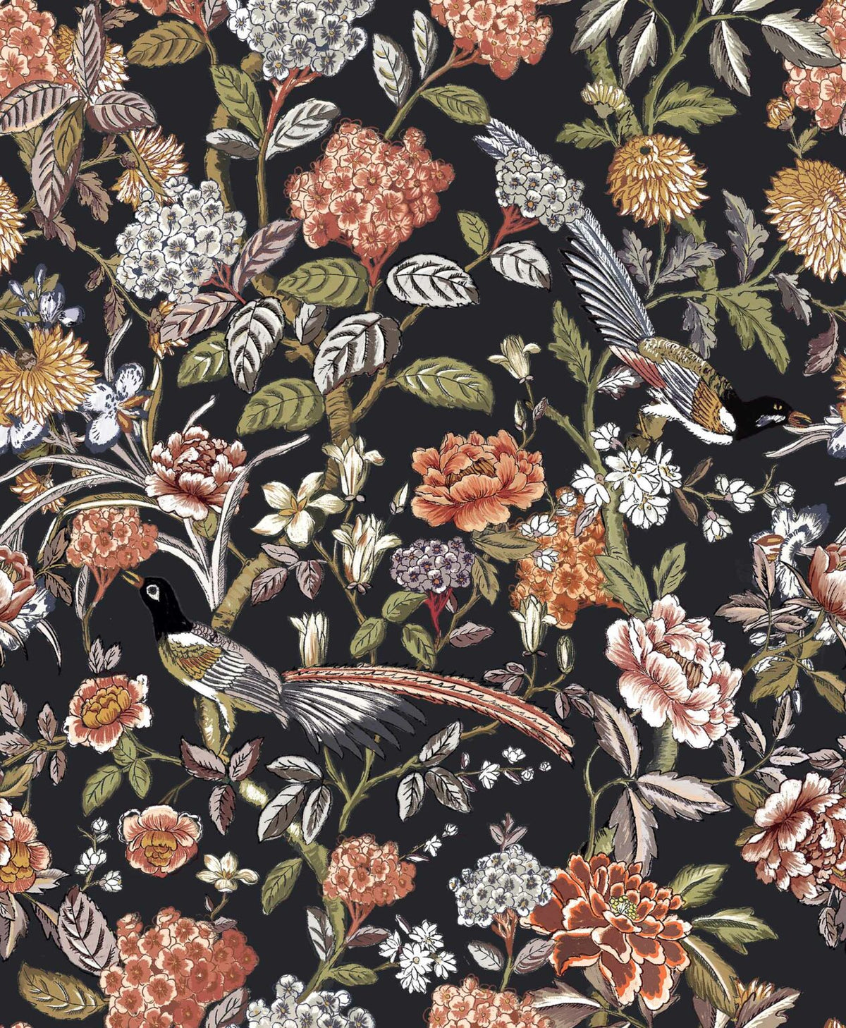 Mercedes wallpaper by Coordonné in Azabache, flat pattern view