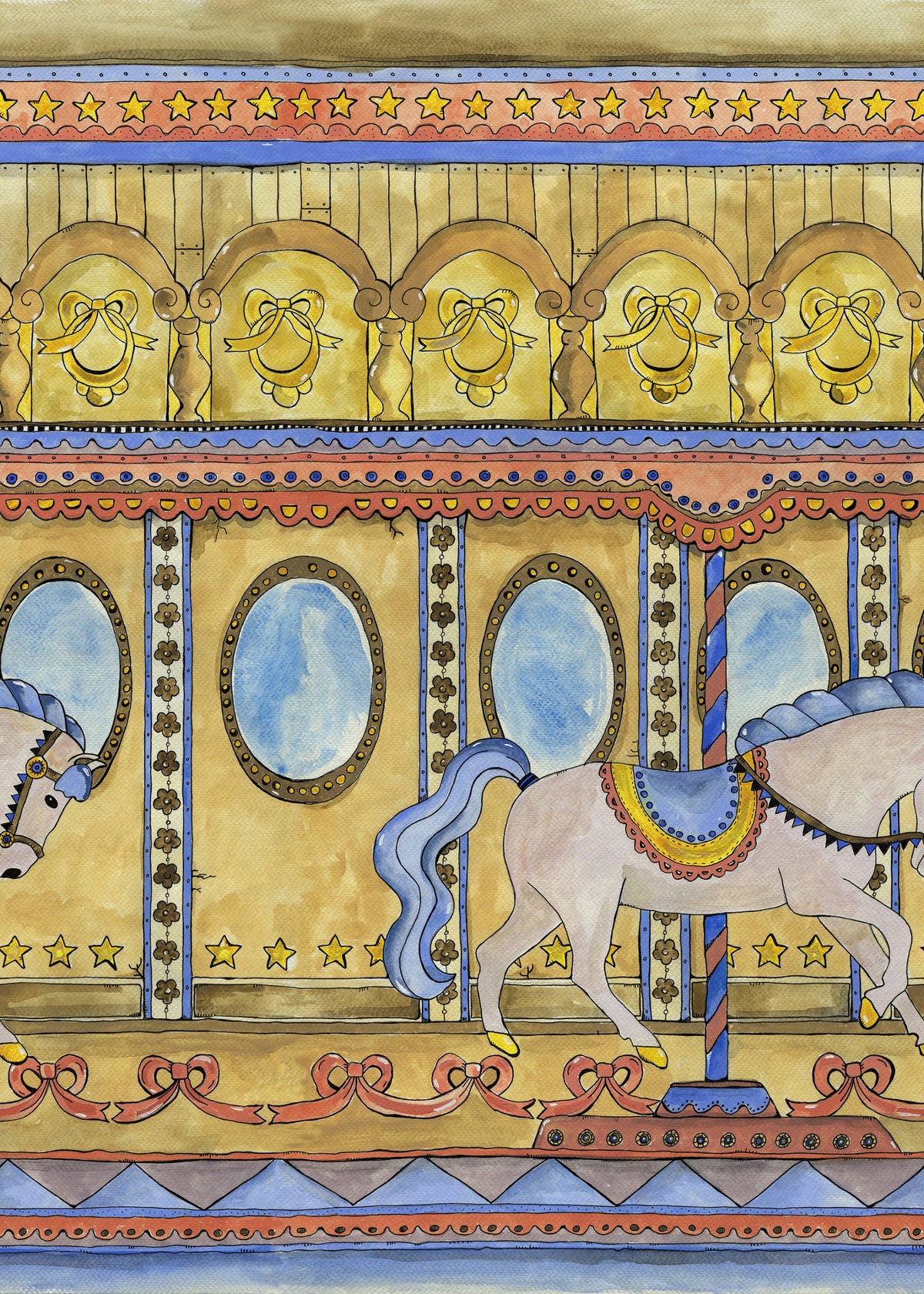 Merry go Around Yellow mural by Rebel Walls