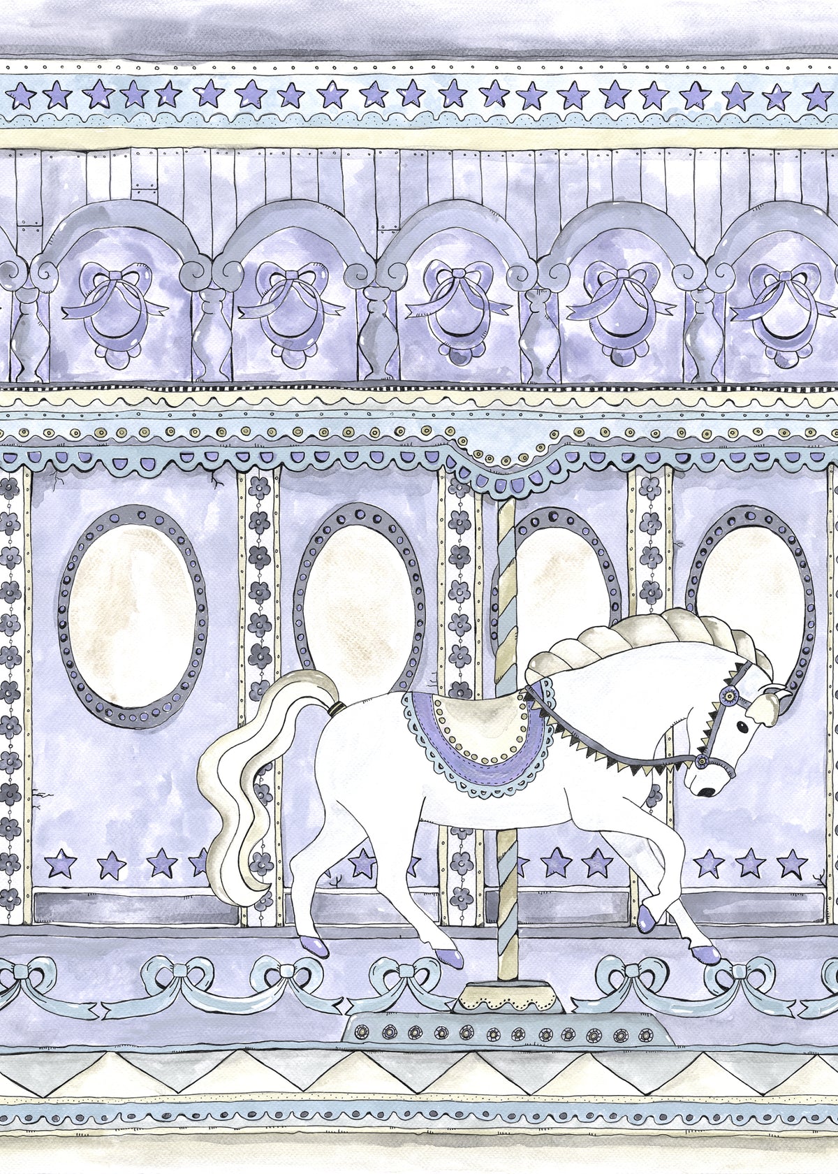 Merry go Around Lilac mural by Rebel Walls