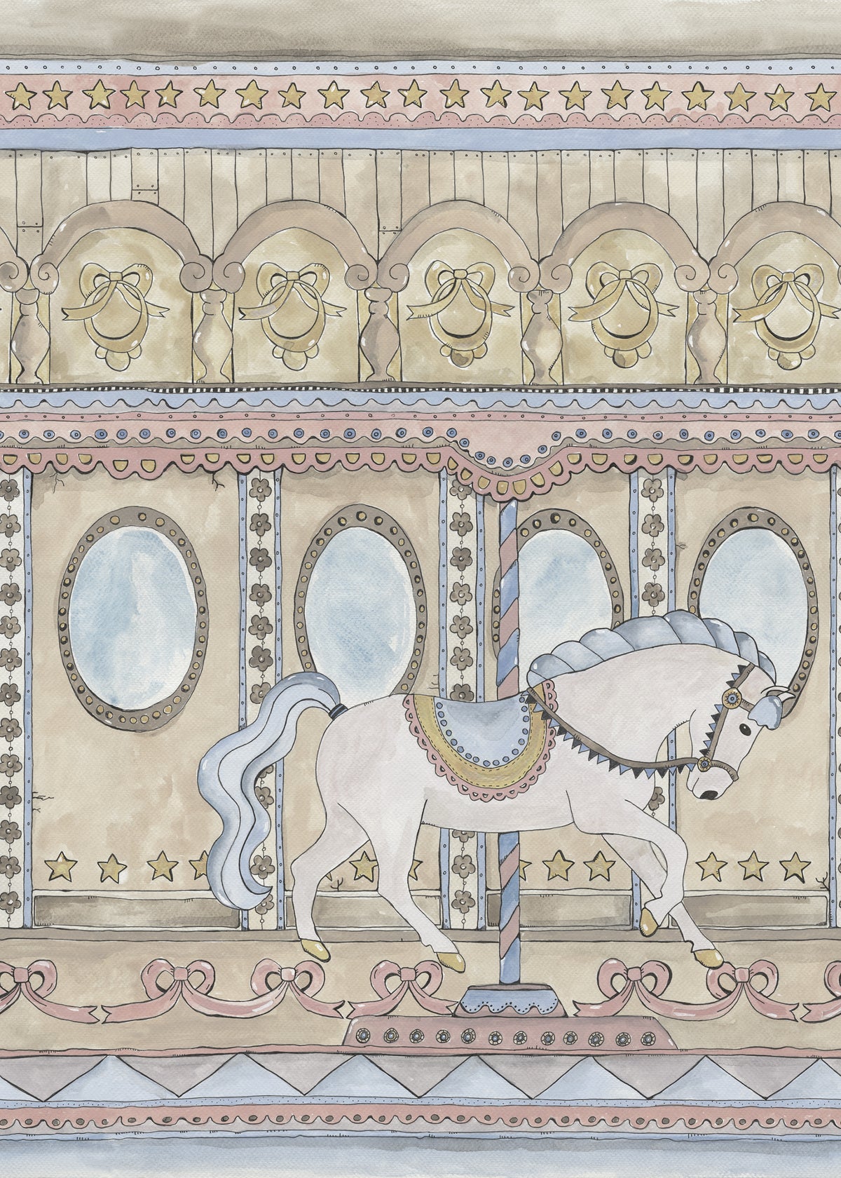 Merry go Around Pastel mural by Rebel Walls