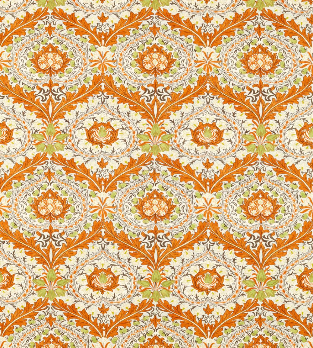 Merton Fabric by Morris & Co Burnt Orange/Chartreuse