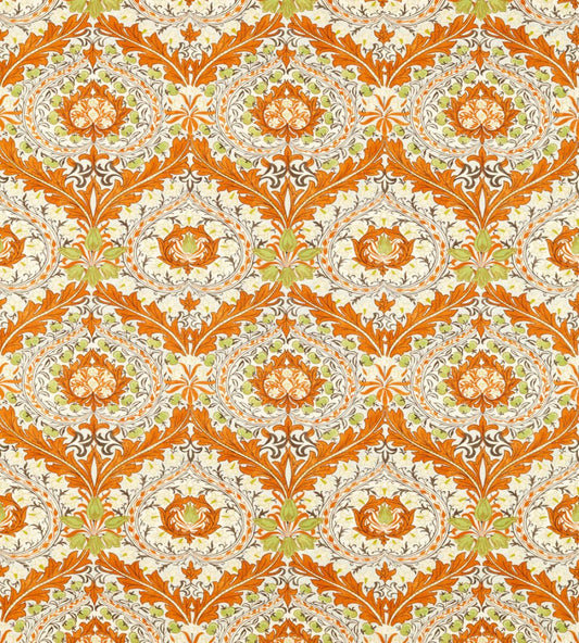 Merton Fabric by Morris & Co Burnt Orange/Chartreuse