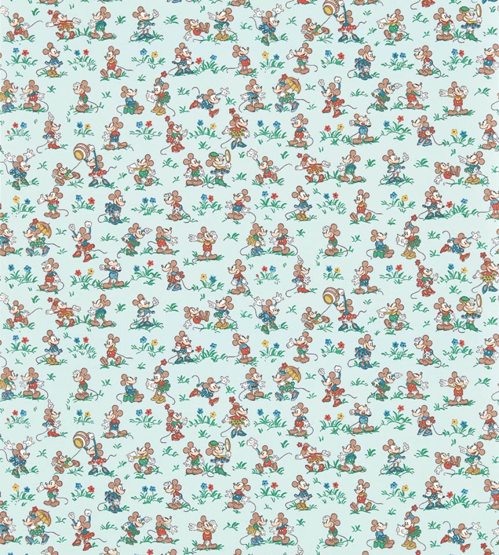 Mickey & Minnie Wallpaper by Sanderson Bonbon Blue