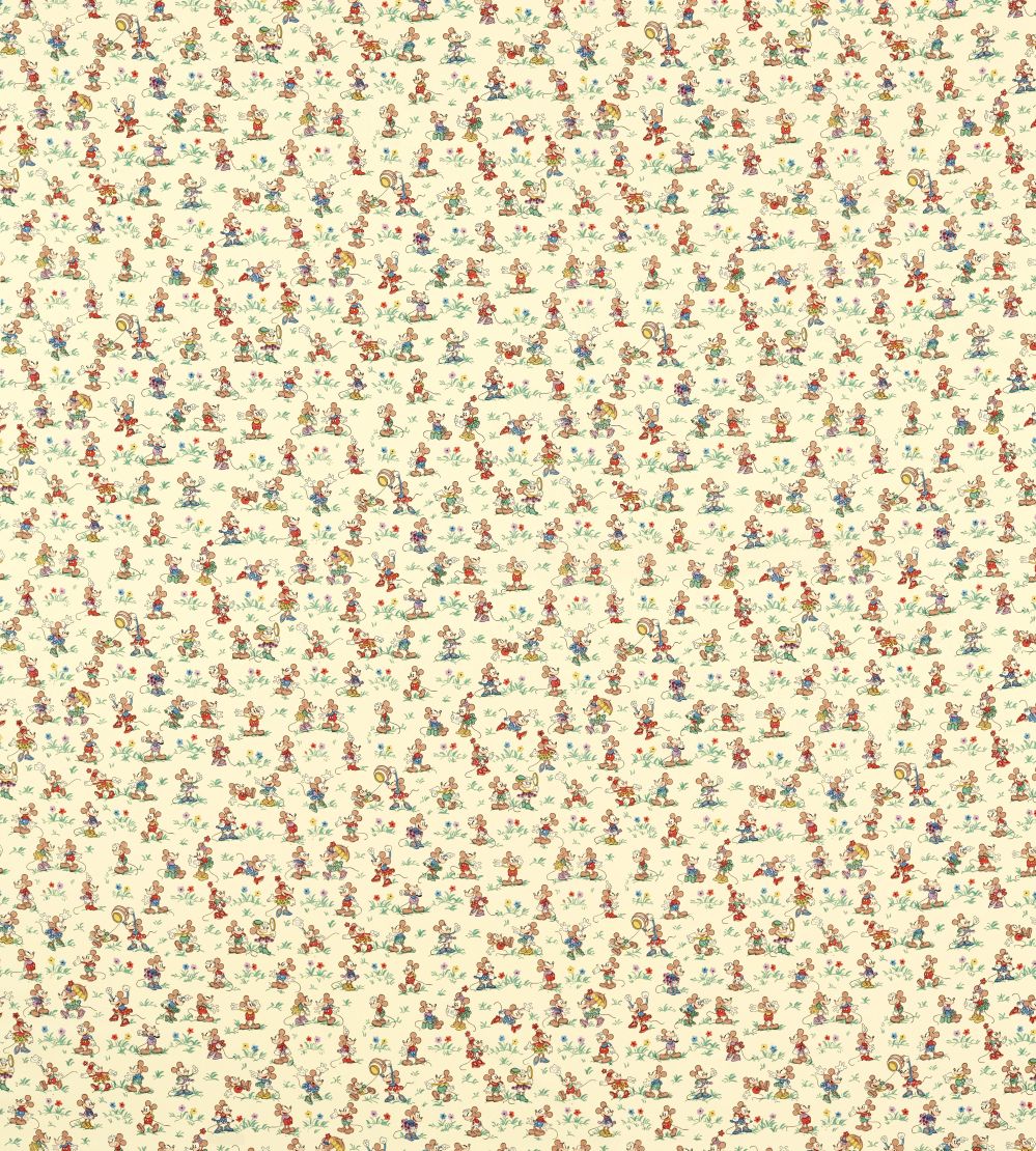 Mickey & Minnie Fabric by Sanderson Rhubarb & Custard