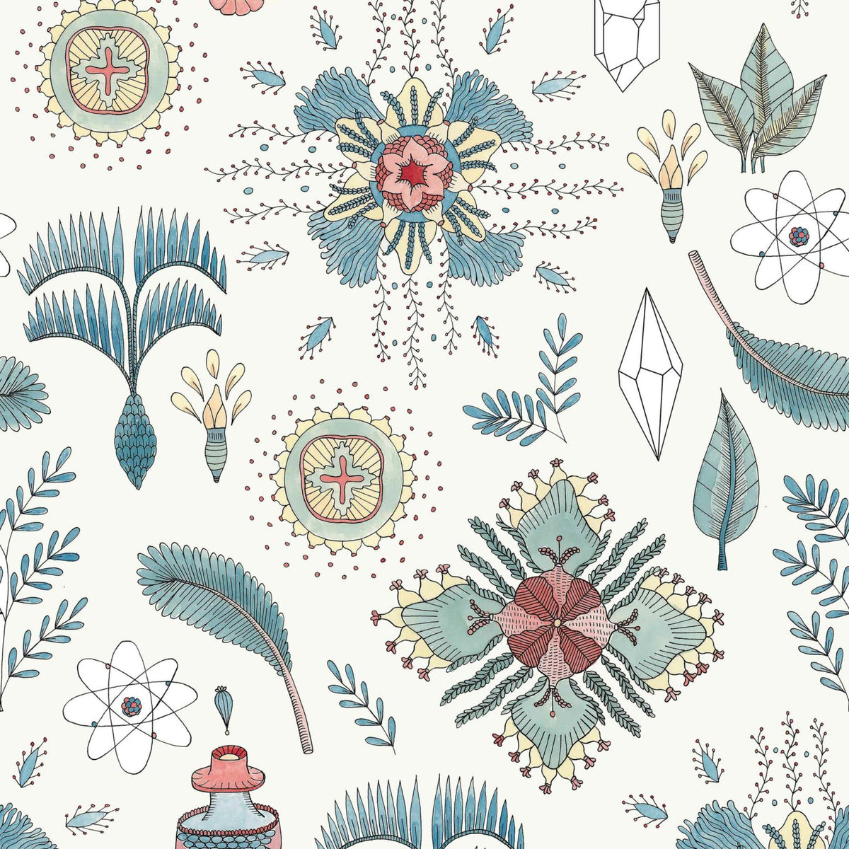 Micro Cosmos wallpaper by Coordonné in Azul, flat pattern view