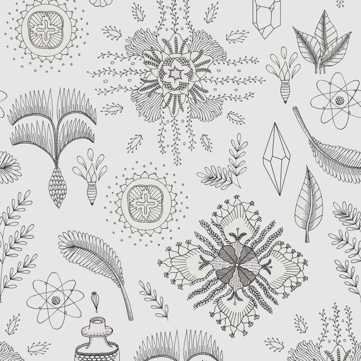 Micro Cosmos wallpaper by Coordonné in Gris, flat pattern view