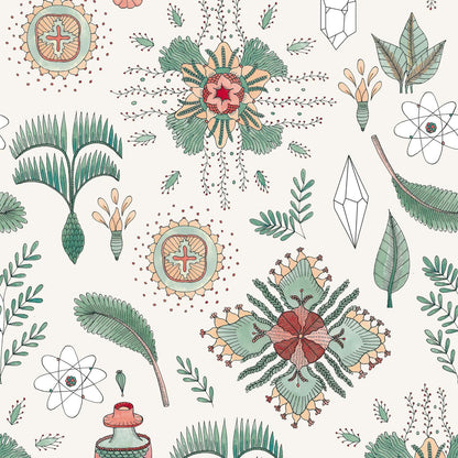 Micro Cosmos wallpaper by Coordonné in Verde, flat pattern view