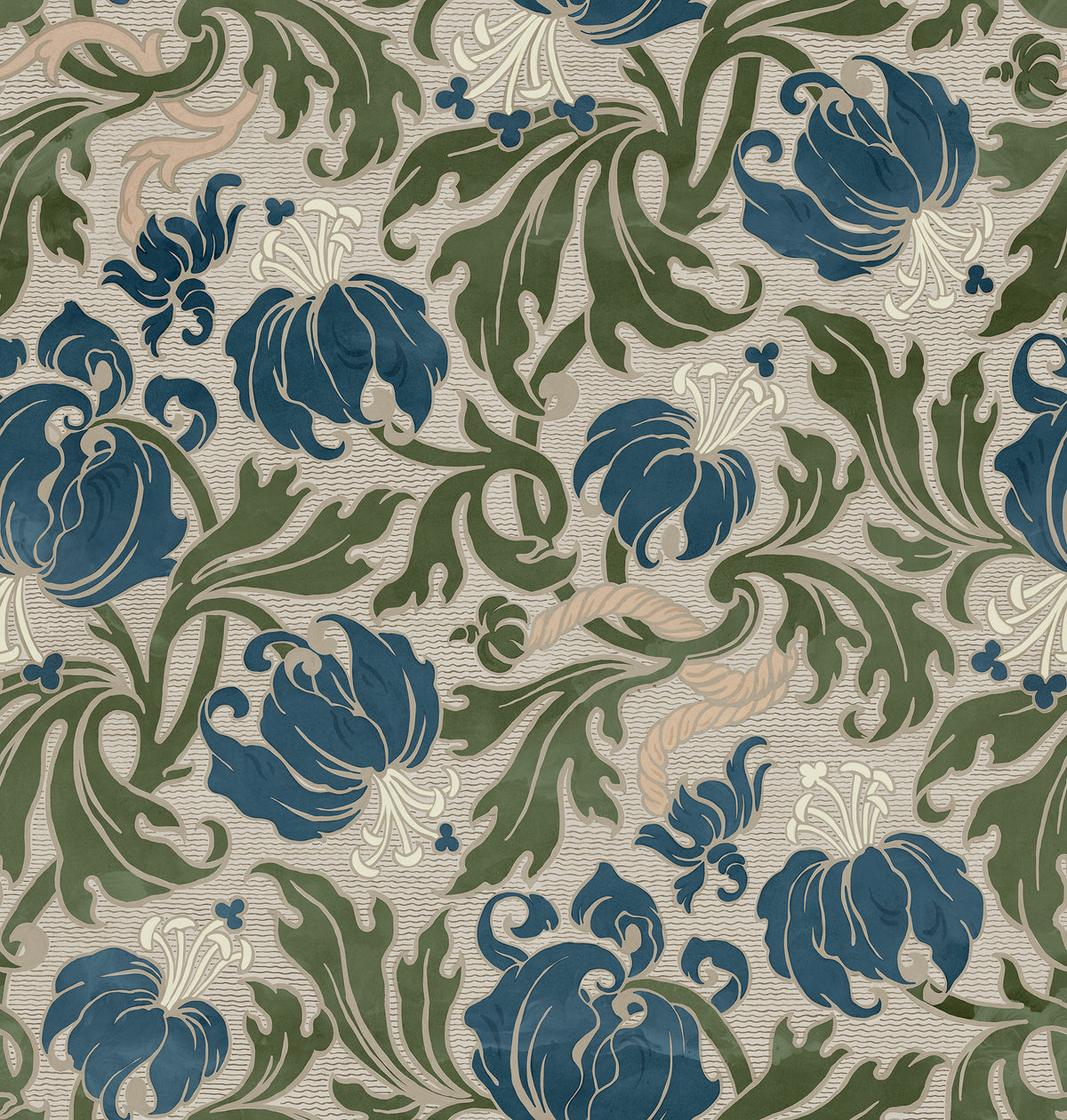 Midnight Peony Beige mural by Rebel Walls