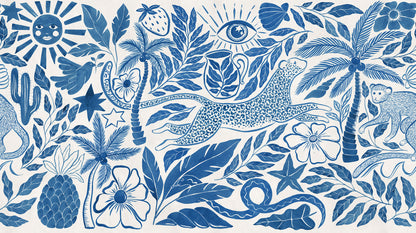 Midnight Tropics Blue mural by Rebel Walls
