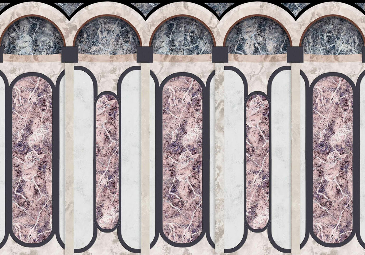 Mies Archs mural by Coordonné in Rose, flat pattern view