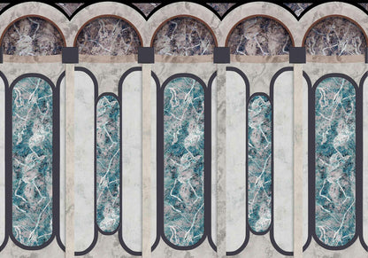 Mies Archs mural by Coordonné in Turquoise, flat pattern view