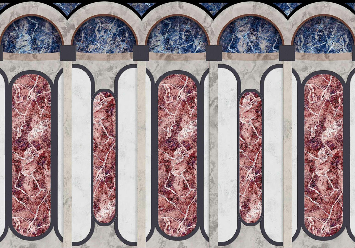 Mies Archs mural by Coordonné in Ultramarin, flat pattern view