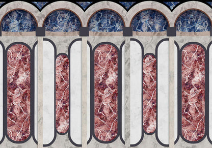 Mies Archs mural by Coordonné in Ultramarin, flat pattern view
