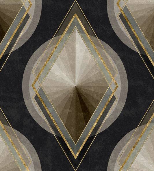 Metropolis Wallpaper by MINDTHEGAP Black,Grey,Gold