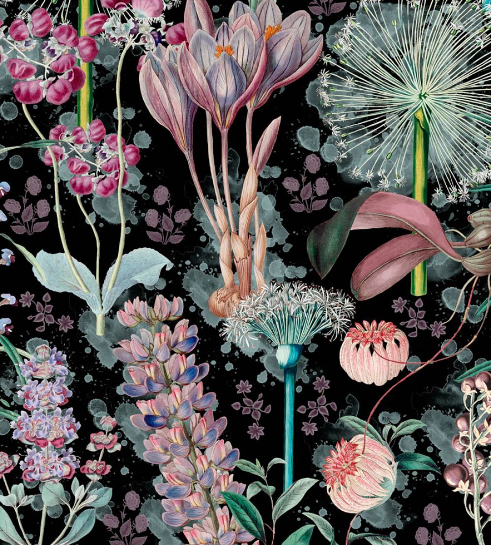 Garden Of Eden Wallpaper by MINDTHEGAP Black, Blue, Mauve